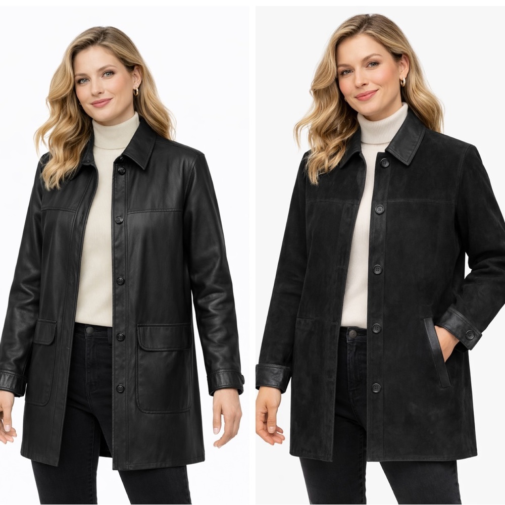 Vintage Bod & Christensen Reversible Women’s Black Leather and Suede coat